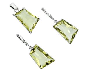 Green Gold Pendant Earrings Set EXT01315 T-1017, 14x21 mm