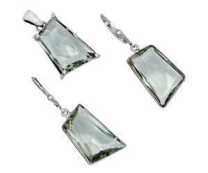 Prasiolite (Green Amethyst) Pendant Earrings Set EXT01338 T-1017, 14x21 mm