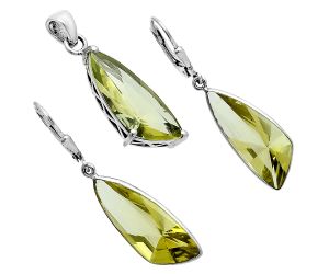 Green Gold Pendant Earrings Set EXT01387 T-1017, 9x24 mm