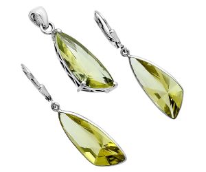 Green Gold Pendant Earrings Set EXT01388 T-1017, 9x24 mm