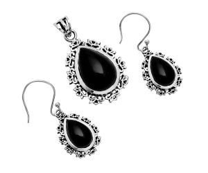 Black Onyx Pendant Earrings Set EXT01433 T-1018, 13x18 mm