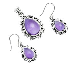 Amethyst Pendant Earrings Set EXT01440 T-1018, 13x18 mm