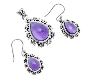 Amethyst Pendant Earrings Set EXT01441 T-1018, 13x18 mm