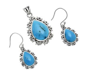 Natural Turquoise Morenci Mine Pendant Earrings Set EXT01442 T-1018, 13x18 mm