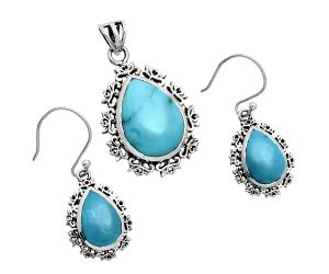 Natural Rare Turquoise Nevada Aztec Mt Pendant Earrings Set EXT01444 T-1018, 13x18 mm