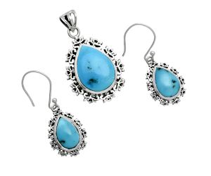 Natural Turquoise Morenci Mine Pendant Earrings Set EXT01445 T-1018, 13x18 mm