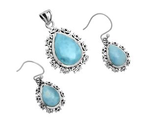 Larimar (Dominican Republic) Pendant Earrings Set EXT01454 T-1018, 13x18 mm