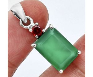 Green Onyx and Garnet Pendant Earrings Set EXT01459 T-1019, 10x14 mm