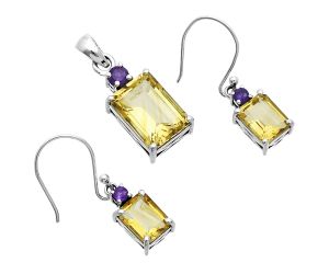 Citrine and Amethyst Pendant Earrings Set EXT01468 T-1019, 10x14 mm