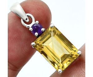 Citrine and Amethyst Pendant Earrings Set EXT01468 T-1019, 10x14 mm