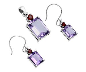 Amethyst and Garnet Pendant Earrings Set EXT01480 T-1019, 10x14 mm