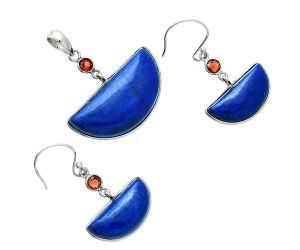 Lapis Lazuli and Garnet Pendant Earrings Set EXT01541 T-1010, 15x30 mm