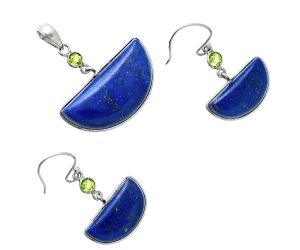 Lapis Lazuli and Peridot Pendant Earrings Set EXT01542 T-1010, 15x30 mm