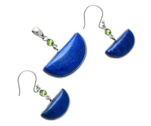 Lapis Lazuli and Peridot Pendant Earrings Set EXT01544 T-1010, 15x30 mm