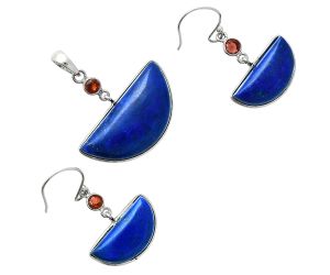 Lapis Lazuli and Garnet Pendant Earrings Set EXT01545 T-1010, 15x30 mm