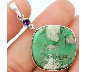 Utah Variscite and Amethyst Pendant Earrings Set EXT01632 T-1010, 24x24 mm