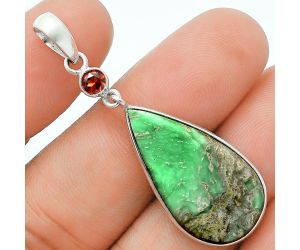 Utah Variscite and Garnet Pendant Earrings Set EXT01633 T-1010, 15x27 mm