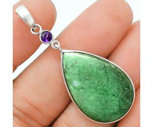 Utah Variscite and Amethyst Pendant Earrings Set EXT01634 T-1010, 18x28 mm