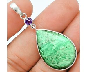 Utah Variscite and Amethyst Pendant Earrings Set EXT01635 T-1010, 18x26 mm