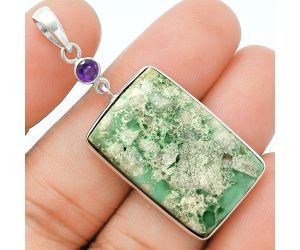 Utah Variscite and Amethyst Pendant Earrings Set EXT01636 T-1010, 18x28 mm