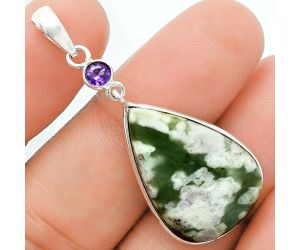 Peace Jade and Amethyst Pendant Earrings Set EXT01648 T-1010, 17x25 mm