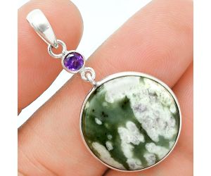 Peace Jade and Amethyst Pendant Earrings Set EXT01649 T-1010, 20x20 mm