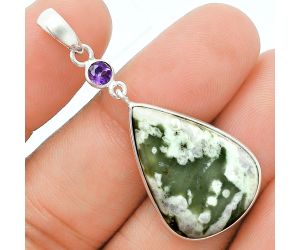 Peace Jade and Amethyst Pendant Earrings Set EXT01650 T-1010, 17x25 mm