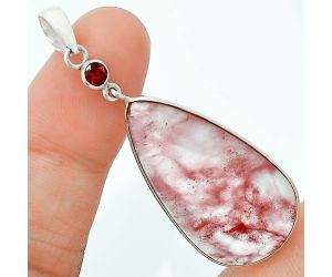 Watermelon Cherry Quartz and Garnet Pendant Earrings Set EXT01657 T-1010, 18x34 mm