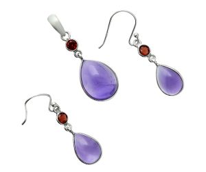 Amethyst and Garnet Pendant Earrings Set EXT01659 T-1010, 12x16 mm