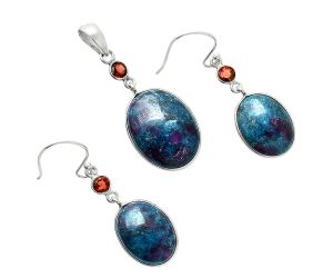 Ruby In Kyanite and Garnet Pendant Earrings Set EXT01671 T-1010, 15x20 mm