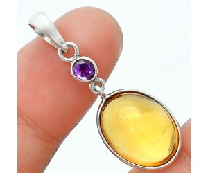 Citrine Cab and Amethyst Pendant Earrings Set EXT01678 T-1010, 12x16 mm