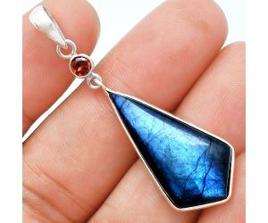 Blue Labradorite and Garnet Pendant Earrings Set EXT01683 T-1010, 15x29 mm