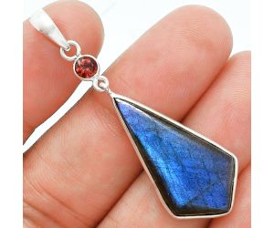 Blue Labradorite and Garnet Pendant Earrings Set EXT01684 T-1010, 11x19 mm