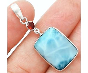 Larimar (Dominican Republic) and Garnet Pendant Earrings Set EXT01694 T-1010, 14x18 mm