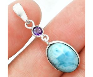 Larimar (Dominican Republic) and Amethyst Pendant Earrings Set EXT01696 T-1010, 10x14 mm