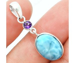 Larimar (Dominican Republic) and Amethyst Pendant Earrings Set EXT01698 T-1010, 10x14 mm