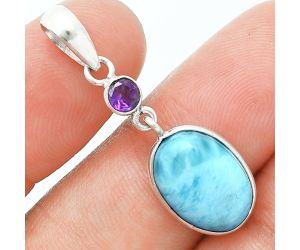 Larimar (Dominican Republic) and Amethyst Pendant Earrings Set EXT01700 T-1010, 10x14 mm