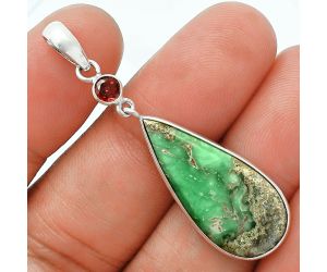 Utah Variscite and Garnet Pendant Earrings Set EXT01709 T-1010, 13x27 mm