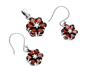 Hessonite Garnet and Moissanite Pendant Earrings Set EXT01720 T-1021, 6x4 mm