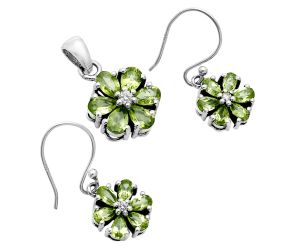 Peridot and Moissanite Pendant Earrings Set EXT01738 T-1021, 6x4 mm