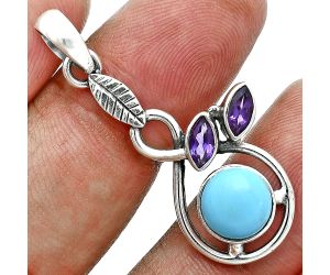 Sleeping Beauty Turquoise and Amethyst Pendant Earrings Set EXT01758 T-1013, 6x6 mm