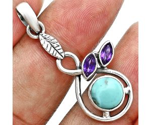 Natural Rare Turquoise Nevada Aztec Mt and Amethyst Pendant Earrings Set EXT01760 T-1013, 6x6 mm