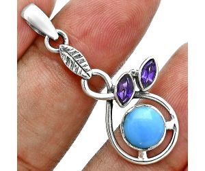 Sleeping Beauty Turquoise and Amethyst Pendant Earrings Set EXT01761 T-1013, 6x6 mm