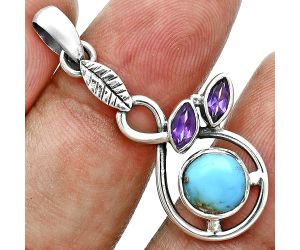 Natural Rare Turquoise Nevada Aztec Mt and Amethyst Pendant Earrings Set EXT01762 T-1013, 6x6 mm