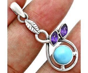 Sleeping Beauty Turquoise and Amethyst Pendant Earrings Set EXT01764 T-1013, 6x6 mm