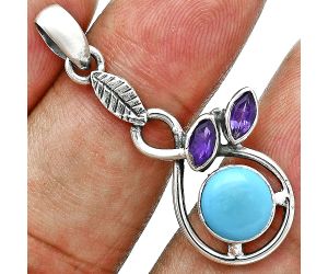 Sleeping Beauty Turquoise and Amethyst Pendant Earrings Set EXT01765 T-1013, 6x6 mm