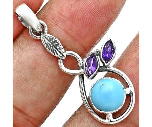 Sleeping Beauty Turquoise and Amethyst Pendant Earrings Set EXT01766 T-1013, 6x6 mm