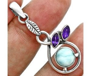 Larimar (Dominican Republic) and Amethyst Pendant Earrings Set EXT01769 T-1013, 6x6 mm