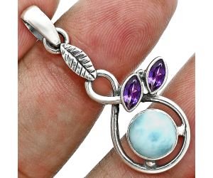 Larimar (Dominican Republic) and Amethyst Pendant Earrings Set EXT01770 T-1013, 6x6 mm