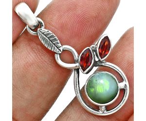 Ethiopian opal and Garnet Pendant Earrings Set EXT01772 T-1013, 6x6 mm